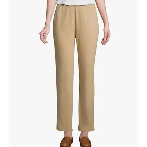 Lands End Pull On Pants 3X Soft Knit Khaki Pockets Soft Stretchy NEW! - Picture 1 of 4